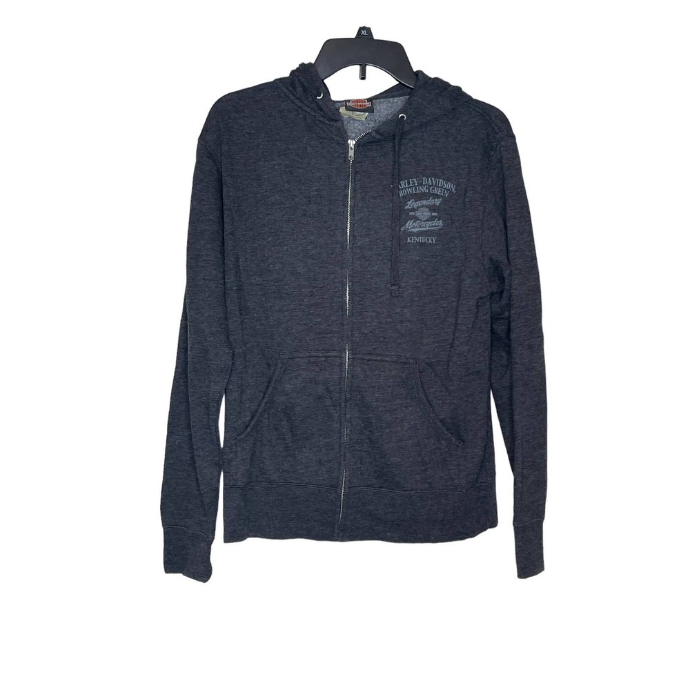 Harley Davidson Full Zip Hooded Fleece Jacket Motorcycles Black Women‎ Small
